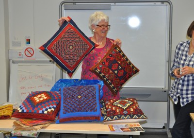 Malin with her cushions