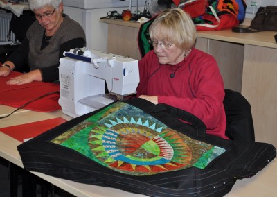 Denise working on bag