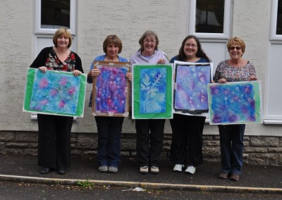 2013 (Bristol monthly leisure class before changing it to a C&G class) Carole N, Jane, Carole W, Janet, Gill. They're holding up sunprints!