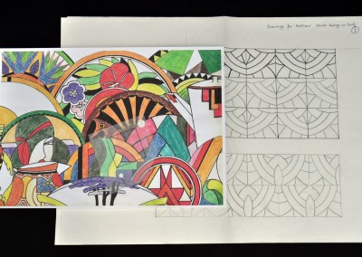 Source of quilting pattern from sketches of Clarice Cliff's pottery